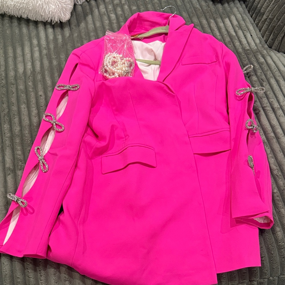 Vibrant Pink Women's Jacket with Bow Details